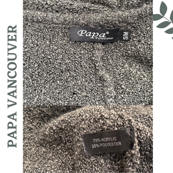 Papa Vancouver Asymmetrical Toggle Closure Boucle Knit Sweater Textured Charcoal - Picture 9 of 9